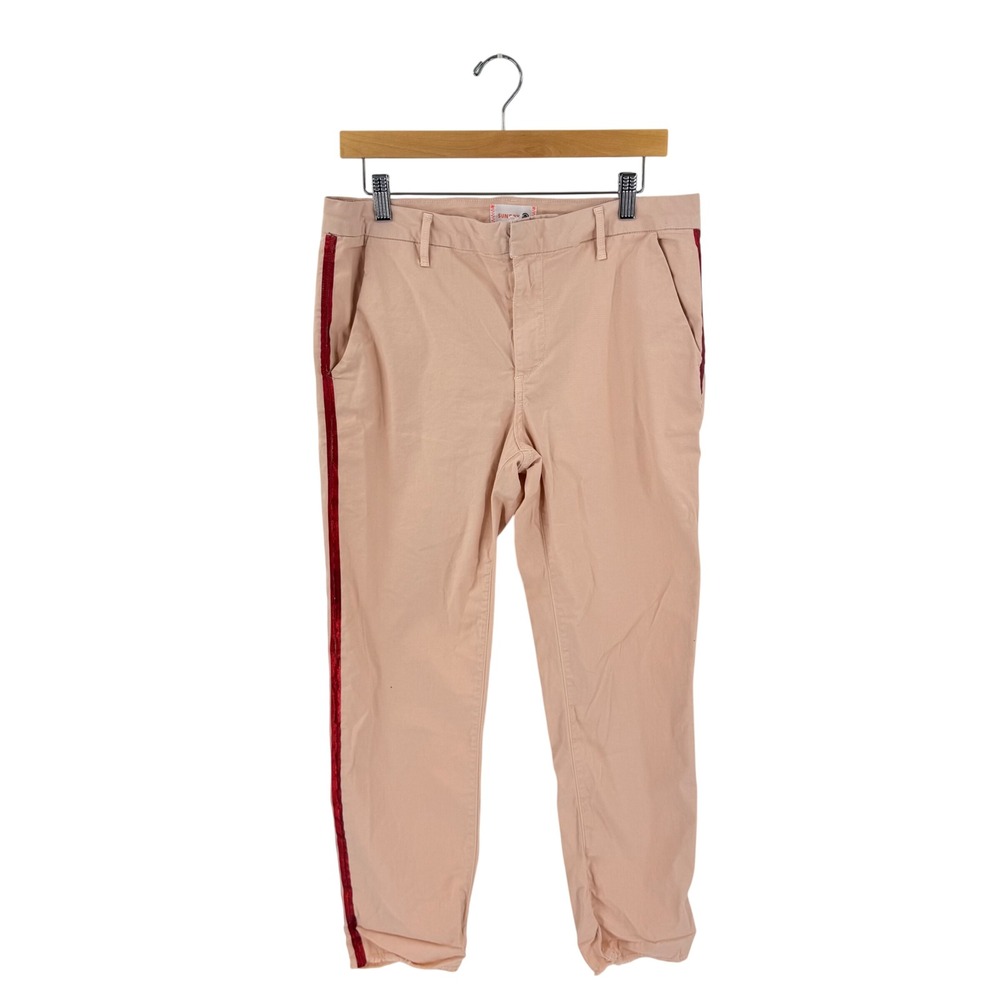 Sundry Chino Pants Peach Red Metallic Side Stripe Size 30 Whimsical Preppy
